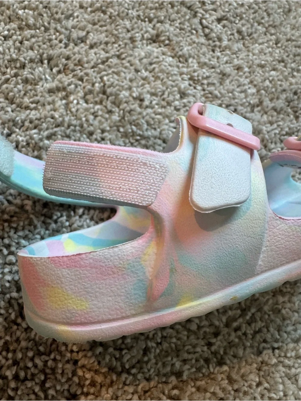 Cat & Jack Double Strap Sandals Pastel Tie-Dye Sandals Pink Buckles Size 9